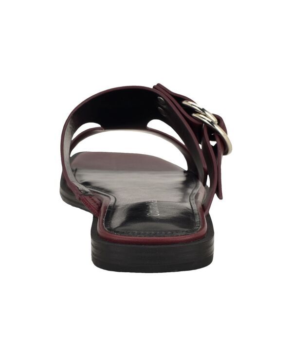 カルバンクライン レディース シューズ サンダル レザー Calvin Klein Womens Meritt Leather Flat SlipOn Sandals Dark Red Leather レッド