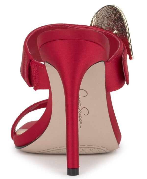 ジェシカシンプソン レディース シューズ サンダル Jessica Simpson Womens Orrieta Heart Buckle Slip On Dressandals Red Muse Satin レッド