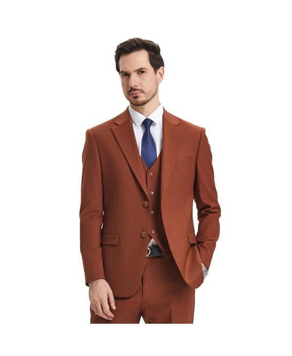ステイシーアダムス メンズ アウター ジャケット・ブルゾン パンツ トール ベスト Stacy Adams Big Tall HybridFit 3pc Notch Lapel Suit Set Jacket Vest and Pants Light brow