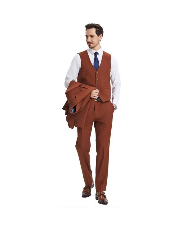 ステイシーアダムス メンズ アウター ジャケット・ブルゾン パンツ トール ベスト Stacy Adams Big Tall HybridFit 3pc Notch Lapel Suit Set Jacket Vest and Pants Light brow