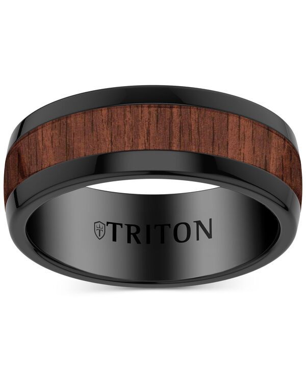 トリトン レディース アクセサリー リング Triton Wood Insert Band Ring Tungsten Carbide Brown ブラウン
