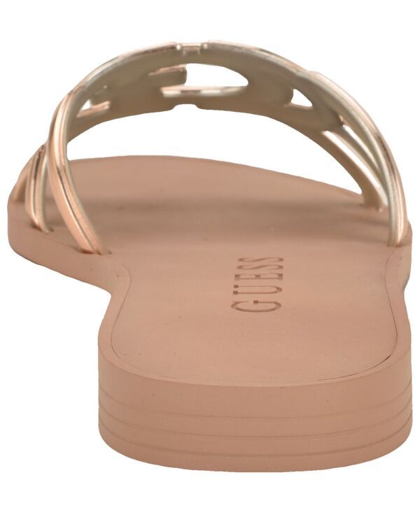 ゲス レディース シューズ サンダル カットアウト ロゴ GUESS Womens Elyho Jellie Logo Cutout Flat Sandals Rose Gold Metallic ゴールド