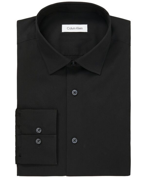 カルバンクライン メンズ トップス シャツ スリムフィット コットン Calvin Klein Mens Refined Cotton Stretch Dress Shirt Regular Slim Fit BLACK ブラック