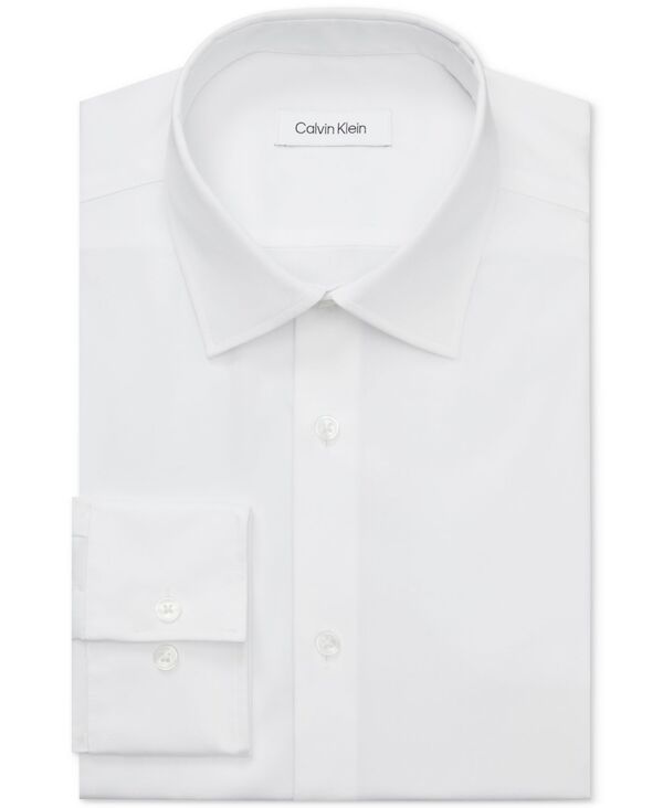 カルバンクライン メンズ トップス シャツ スリムフィット コットン Calvin Klein Mens Refined Cotton Stretch Dress Shirt Regular Slim Fit White ホワイト