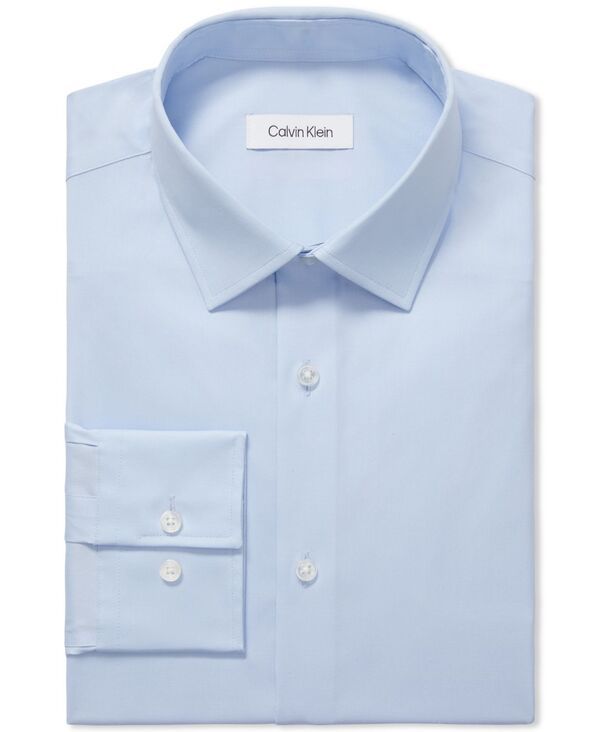 カルバンクライン メンズ トップス シャツ スリムフィット コットン Calvin Klein Mens Refined Cotton Stretch Dress Shirt Regular Slim Fit Blue ブルー