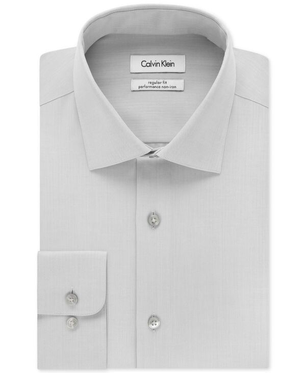 カルバンクライン メンズ トップス シャツ スリムフィット Calvin Klein Mens NonIron Performance Herringbone Dress Shirt Classic Slim Fit Smoke スモーク