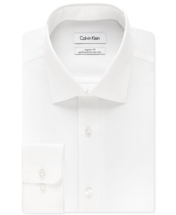 カルバンクライン メンズ トップス シャツ スリムフィット Calvin Klein Mens NonIron Performance Herringbone Dress Shirt Classic Slim Fit White ホワイト