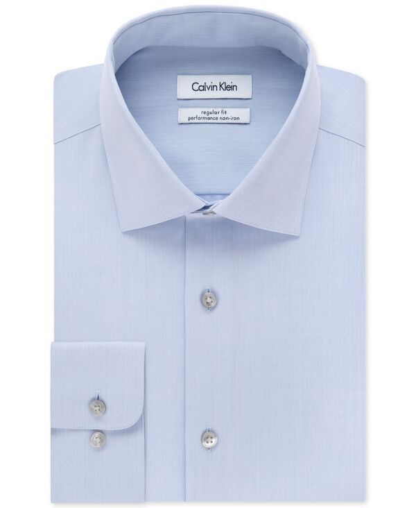 カルバンクライン メンズ トップス シャツ スリムフィット Calvin Klein Mens NonIron Performance Herringbone Dress Shirt Classic Slim Fit Blue ブルー