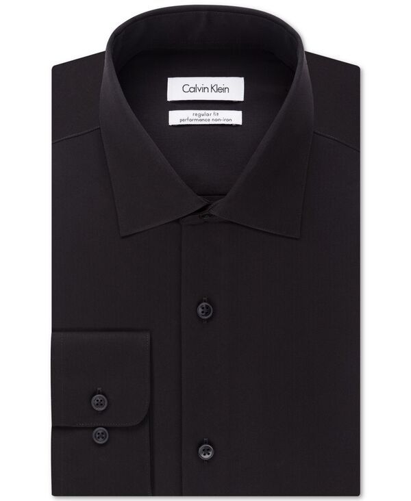 カルバンクライン メンズ トップス シャツ スリムフィット Calvin Klein Mens NonIron Performance Herringbone Dress Shirt Classic Slim Fit Black ブラック