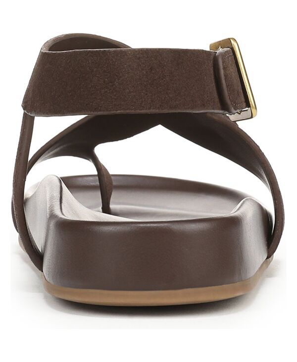 フランコサルト レディース シューズ サンダル Franco Sarto Blair Toe Loop Round Toe Buckle Flat Sandals Dark Brown Suede ブラウン