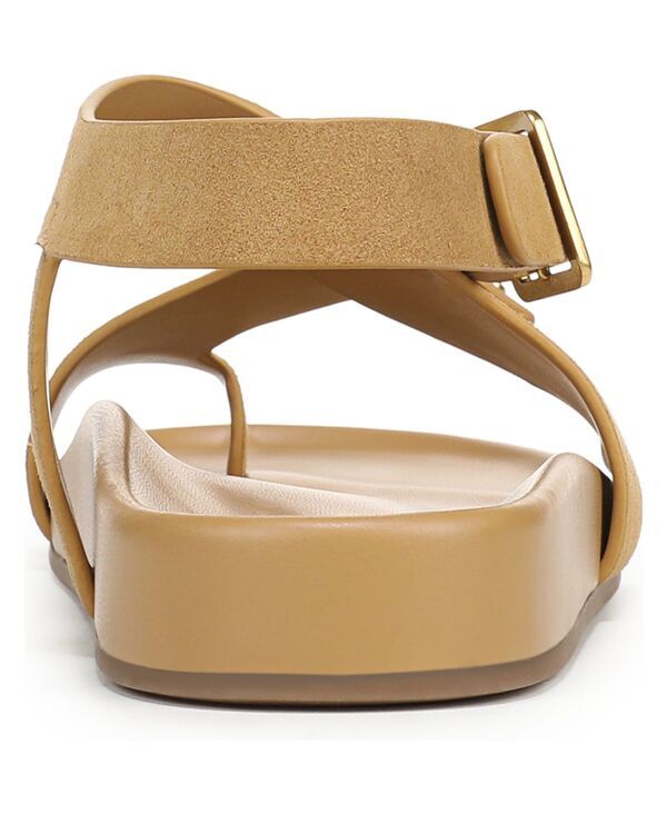 フランコサルト レディース シューズ サンダル Franco Sarto Blair Toe Loop Round Toe Buckle Flat Sandals Biscotti Brown Faux Suede ブラウン