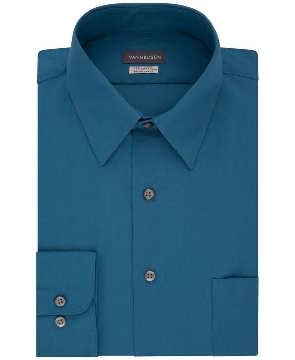 ヴァンハウセン メンズ トップス シャツ Van Heusen Mens Poplin Dress Shirt Classic Athletic Fit Deep Sea