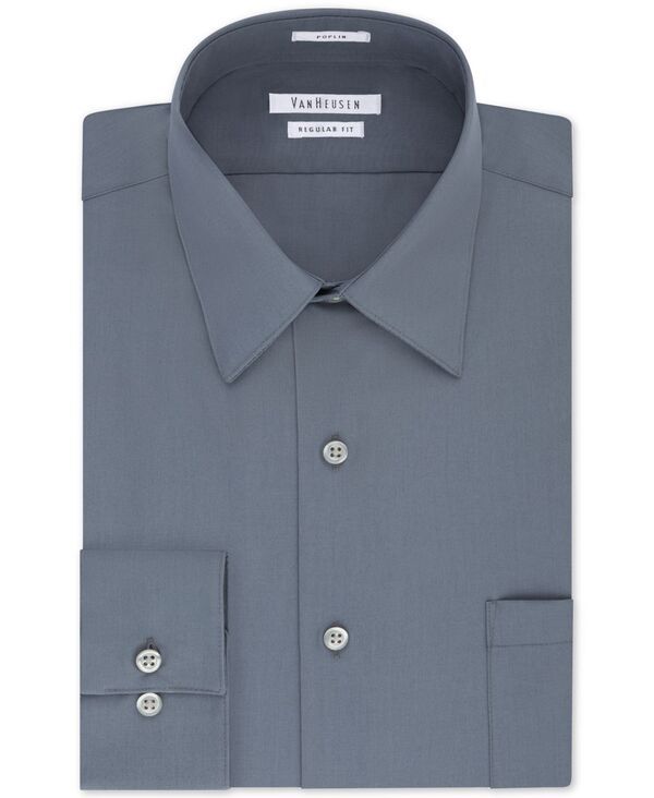 ヴァンハウセン メンズ トップス シャツ Van Heusen Mens Poplin Dress Shirt Classic Athletic Fit Grey グレー