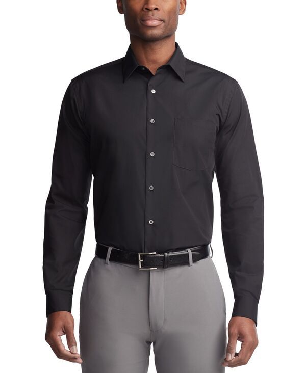 ヴァンハウセン メンズ トップス シャツ Van Heusen Mens Poplin Dress Shirt Classic Athletic Fit Black ブラック ヴァンハウセン メンズ トップス シャツ Van Heusen Mens Poplin Dress Shirt Classic Athletic Fit Black ブラック