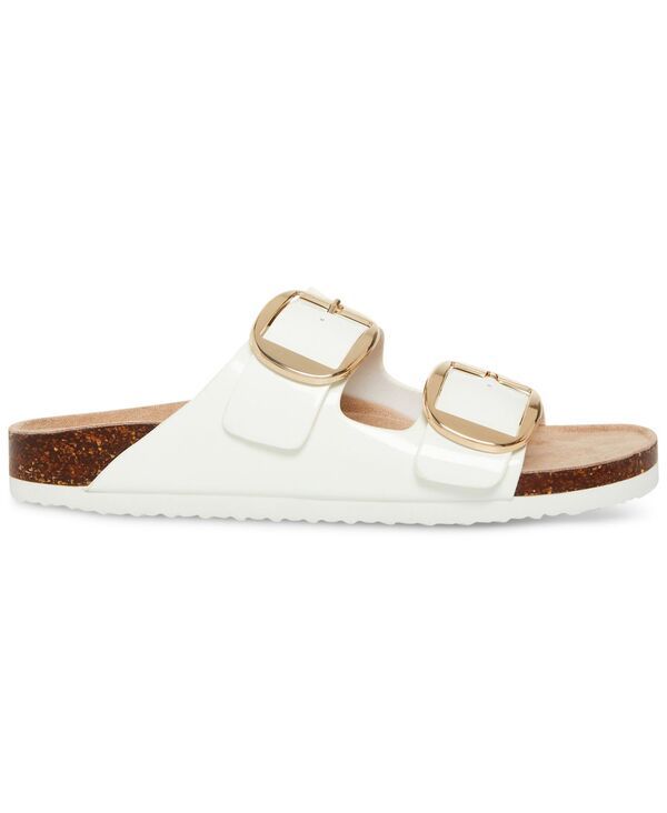 マッデンガール レディース シューズ サンダル Madden Girl Bodie Buckle Footbed Slide Sandals White Box Patent ホワイト