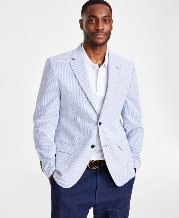 ナウティカ メンズ アウター ジャケット・ブルゾン コート Nautica Mens ModernFit Seersucker Sport Coats Blue ブルー
