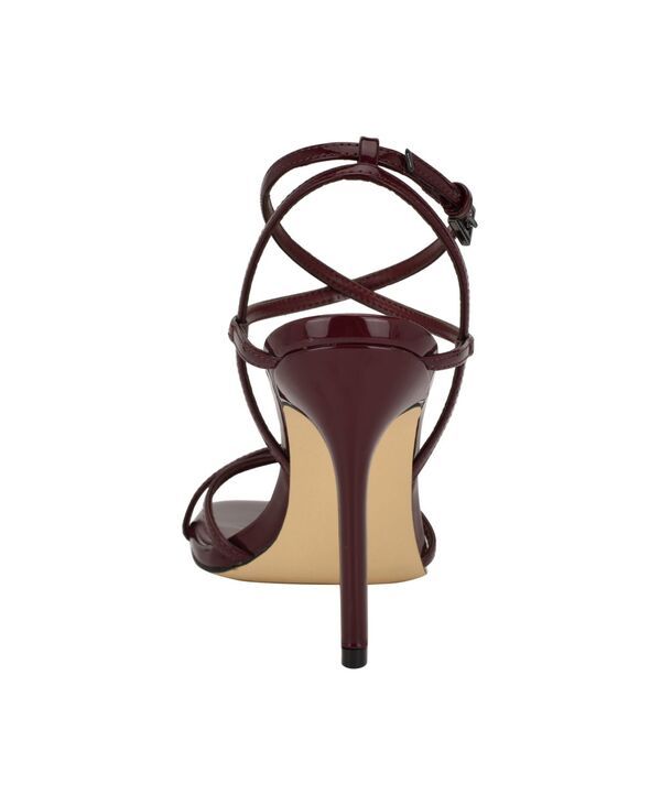 カルバンクライン レディース シューズ サンダル レザー フェイクレザー Calvin Klein Tegin Strappy High Stiletto Faux Leather Sandals Burgundy Patent バーガンディ
