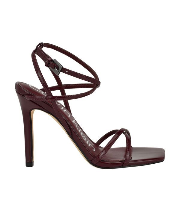 カルバンクライン レディース シューズ サンダル レザー フェイクレザー Calvin Klein Tegin Strappy High Stiletto Faux Leather Sandals Burgundy Patent バーガンディ