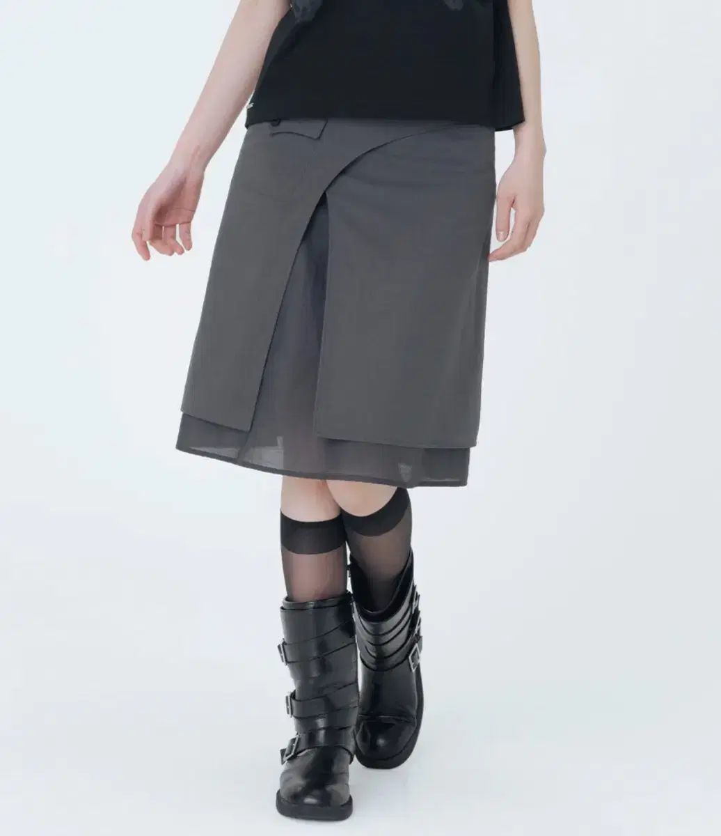 ミセキソウル Side sheer layered midi wrap
