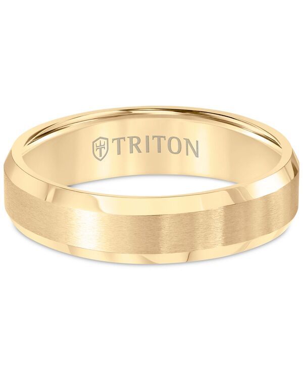 トリトン レディース アクセサリー リング Triton Bevel Edge Comfort Fit Band in Yellow Tungsten Carbide Tungsten イエロー