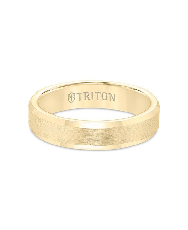 トリトン レディース アクセサリー リング Triton Bevel Edge Comfort Fit Band in Yellow Tungsten Carbide Tungsten イエロー