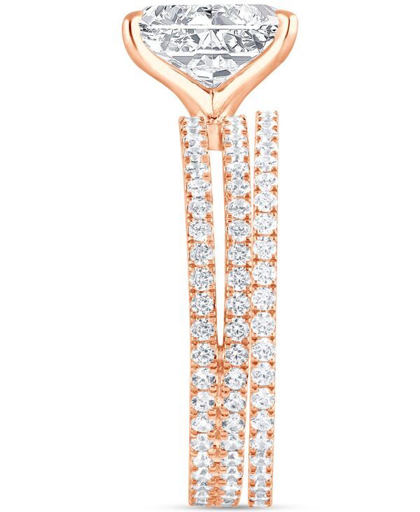 バッジェリーミシュカ レディース アクセサリー リング Badgley Mischka Certified Lab Grown Diamond Radiant Bridal Set 3 ctw in 14k Rose ゴールド