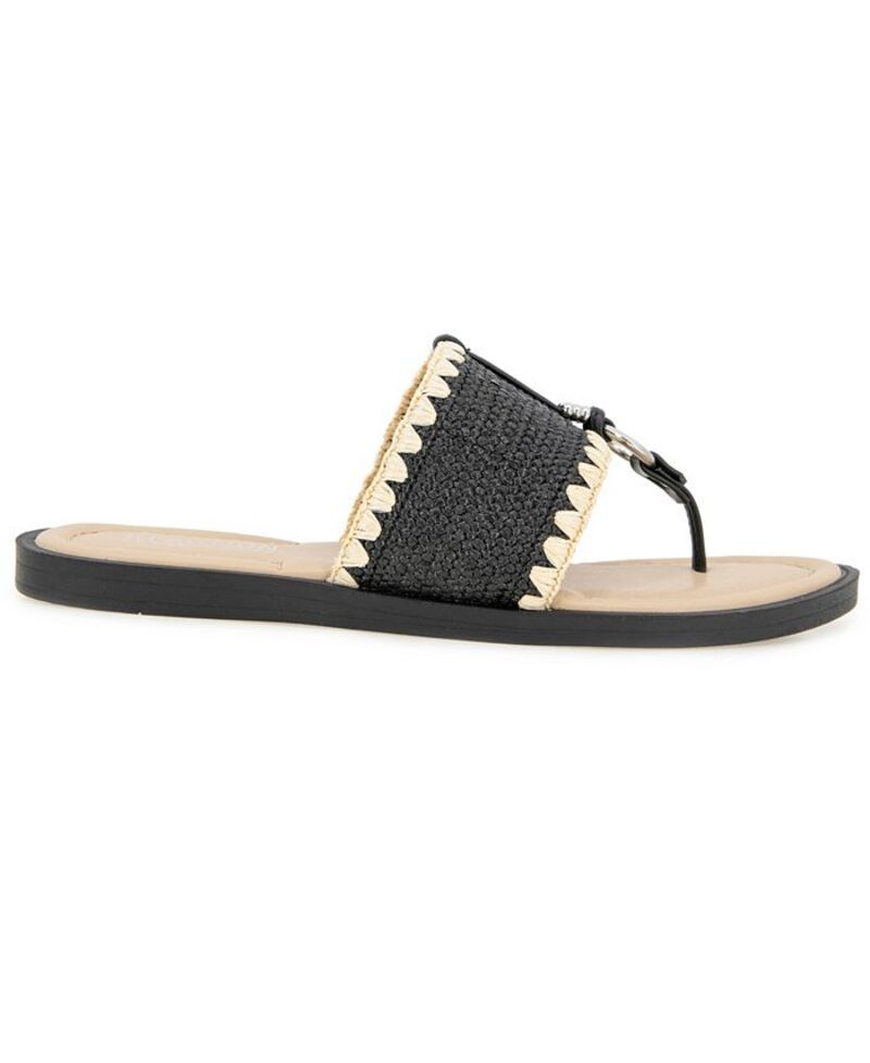 ケネスコール レディース シューズ サンダル Kenneth Cole Reaction Womens Sabriya Slide Flat Sandals Black Raffia ブラック