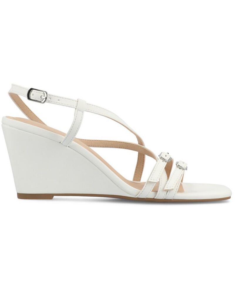 ジュルネ コレクション レディース シューズ サンダル Journee Collection Womens Clinne Multi Strap Wedge Sandals White ホワイト ジュルネ コレクション レディース シューズ サンダル Journee Collection Womens Clinne Multi Strap Wedge Sandals White ホワイト