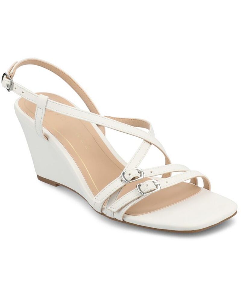 ジュルネ コレクション レディース シューズ サンダル Journee Collection Womens Clinne Multi Strap Wedge Sandals White ホワイト