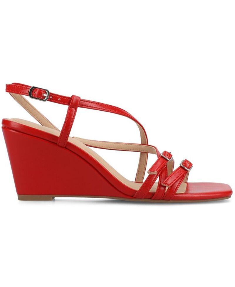 ジュルネ コレクション レディース シューズ サンダル Journee Collection Womens Clinne Multi Strap Wedge Sandals Red レッド ジュルネ コレクション レディース シューズ サンダル Journee Collection Womens Clinne Multi Strap Wedge Sandals Red レッド