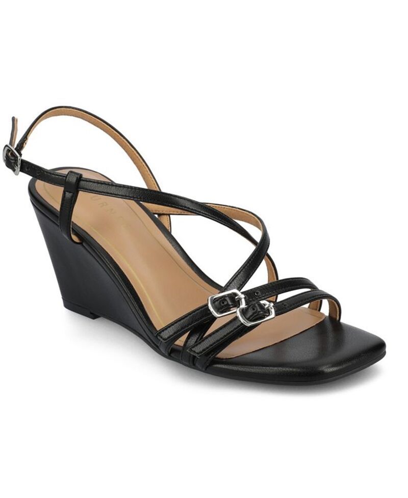 ジュルネ コレクション レディース シューズ サンダル Journee Collection Womens Clinne Multi Strap Wedge Sandals Black ブラック