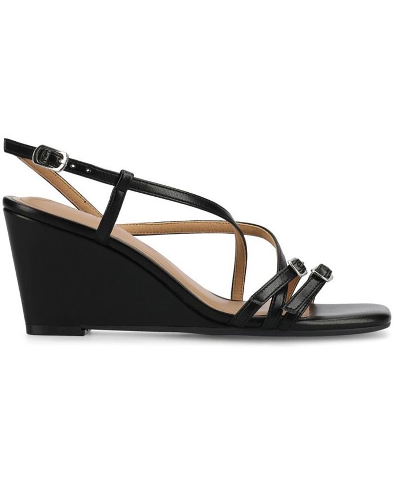 ジュルネ コレクション レディース シューズ サンダル Journee Collection Womens Clinne Multi Strap Wedge Sandals Black ブラック