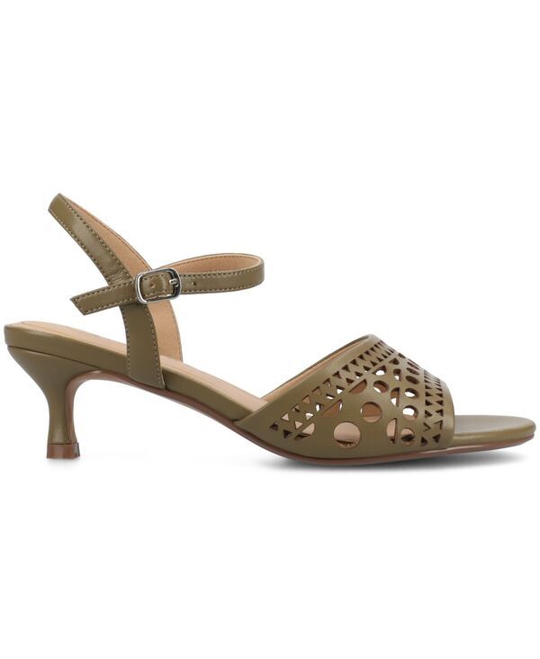 ジュルネ コレクション レディース シューズ サンダル ヒール Journee Collection Womens Jessly Perforated Kitten Heel Dressandals Olive オリーブ