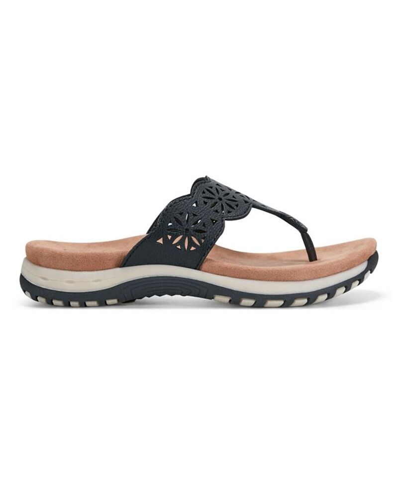 アース レディース シューズ サンダル Earth Womens Sadie TStrap Flat Sandals Black ブラック