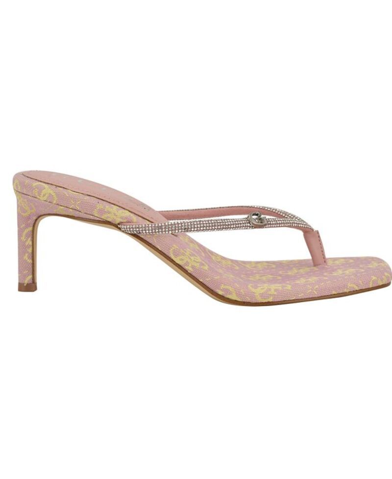 ゲス レディース シューズ サンダル ヒール GUESS Womens Mayan Rhinestone Thong Kitten Heel Sandals Light Pink ピンク