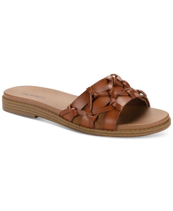 スタイルアンドコー レディース シューズ サンダル Style Co Micahh Flat Sandals OpenToe Slides Acorn Brwn