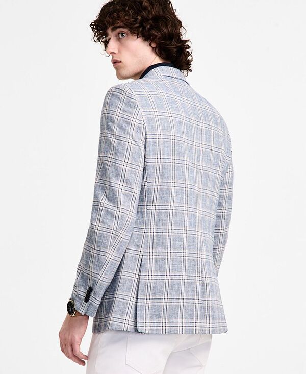 ナウティカ メンズ アウター ジャケット・ブルゾン プリント コットン コート リネン Nautica Mens Cotton Linen Printed ModernFit Sport Coat Blue Plaid ブルー