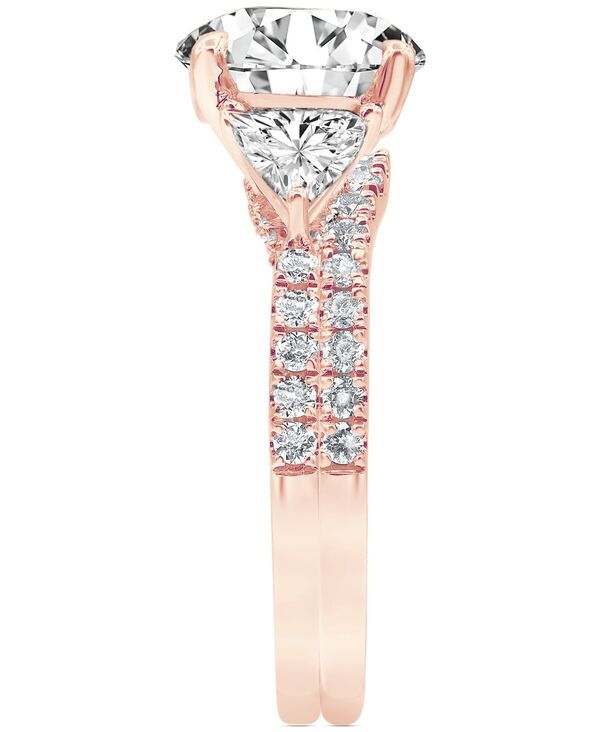 バッジェリーミシュカ レディース アクセサリー リング Badgley Mischka Certified Lab Grown Diamond Round Three Stone Bridal Set 414 ctw in 14k Rose Gold ゴールド