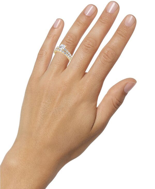 バッジェリーミシュカ レディース アクセサリー リング Badgley Mischka Certified Lab Grown Diamond Cushion Bridal Set 338 ctw in 14k Yellow Gold イエロー