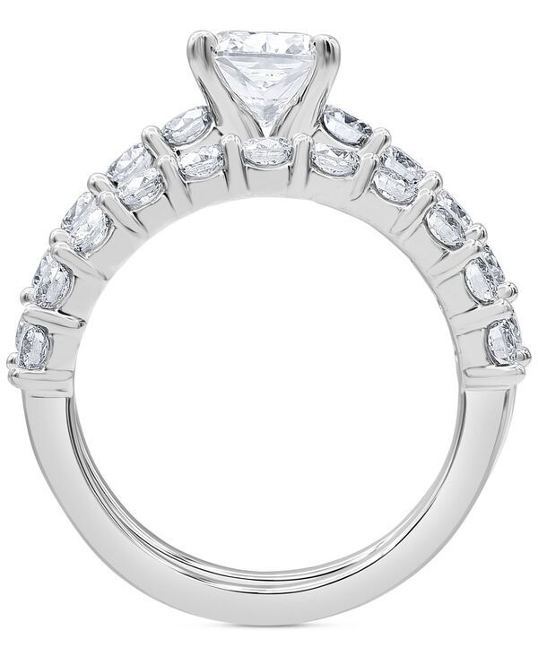 バッジェリーミシュカ レディース アクセサリー リング Badgley Mischka Certified Lab Grown Diamond Cushion Bridal Set 338 ctw in 14k White Gold ホワイト