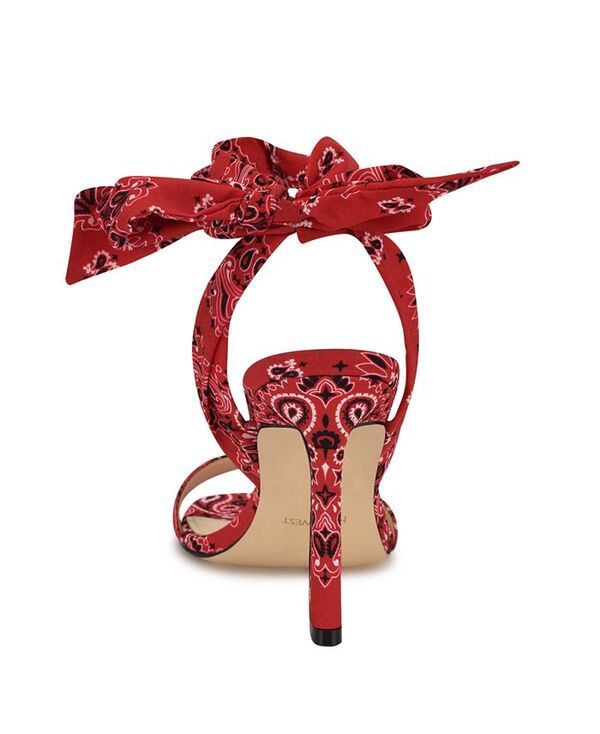 ナインウェスト レディース シューズ サンダル アンクル ヒール Nine West Womens Kelsie Ankle Wrap Sculpted Heel Sandals Red Sport Bandana Print レッド