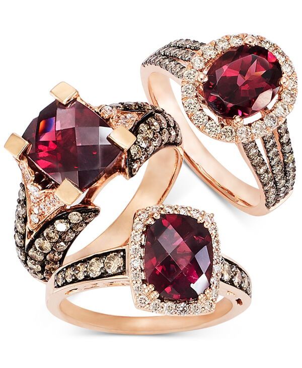 ル ヴァン レディース アクセサリー リング Le Vian Raspberry Rhodolite Garnet 3 ctw Chocolate Diamonds 115 ctw and White Diamond Accent Ring in 14k Ro