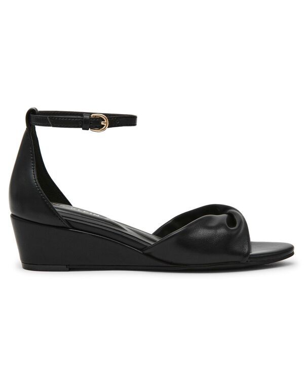 アンクライン レディース シューズ サンダル アンクル Anne Klein Womens Whitby Ankle Strap Demi Wedge Sandals Black Smooth ブラック アンクライン レディース シューズ サンダル アンクル Anne Klein Womens Whitby Ankle Strap Demi Wedge Sandals Black Smooth ブラック
