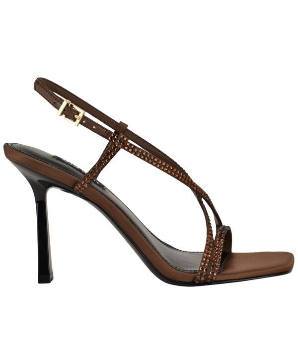 ナインウェスト レディース シューズ サンダル Nine West Womens Vallanh Embellished Strappy Stiletto Sandals Brown Rhinestone ブラウン
