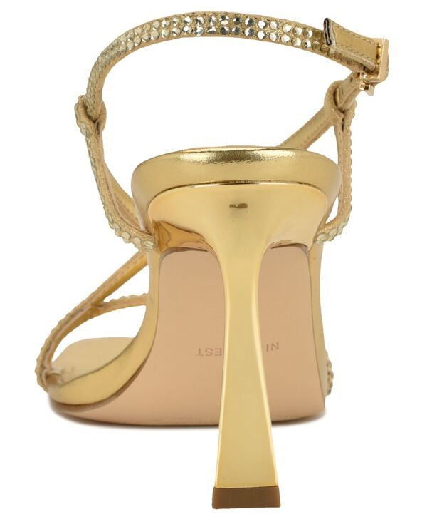 ナインウェスト レディース シューズ サンダル Nine West Womens Vallanh Embellished Strappy Stiletto Sandals Gold Rhinestone ゴールド