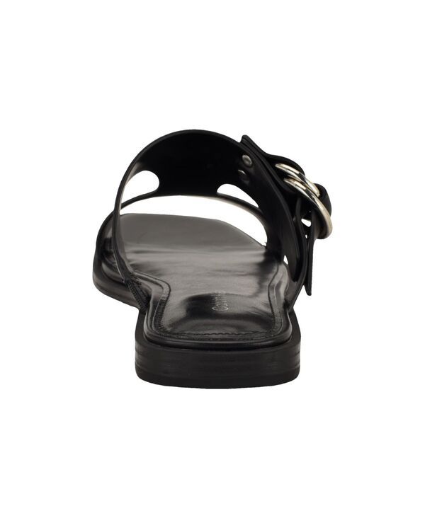 カルバンクライン レディース シューズ サンダル レザー Calvin Klein Womens Meritt Leather Flat SlipOn Sandals Black Leather ブラック