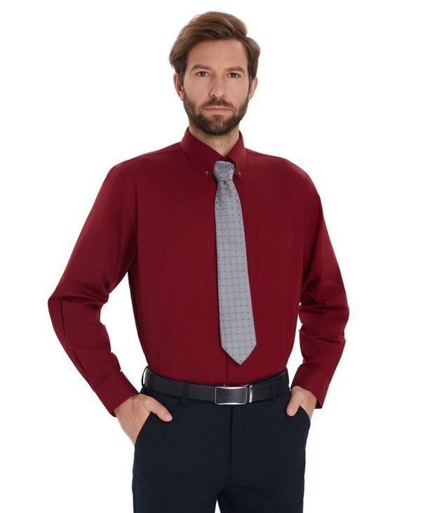 クラブルーム メンズ トップス シャツ Club Roomens Pinpoint Button Front Solidresshirt Red レッド