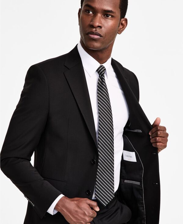 カルバンクライン メンズ アウター ジャケット・ブルゾン ウール Calvin Klein MenskinnyFit Wool Blend Suit Jacket Black ブラック