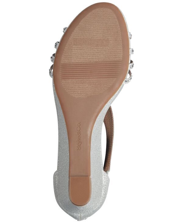 スタイルアンドコー レディース シューズ サンダル Style Co Womens Ginifur Embellished Strappy Wedge Sandalsilver シルバー