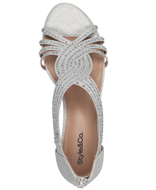 スタイルアンドコー レディース シューズ サンダル Style Co Womens Ginifur Embellished Strappy Wedge Sandalsilver シルバー